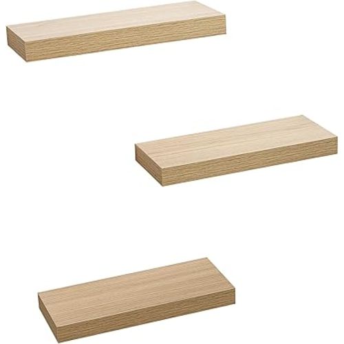 AHDECOR Floating Shelves, Wall Mounted Wooden Ledge Shelves Decorative for Bedroom, Office, Kitchen, Living Room, Set of 3