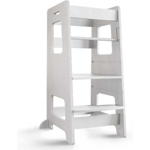 Kitchen Step Stool with Safety Rail - White