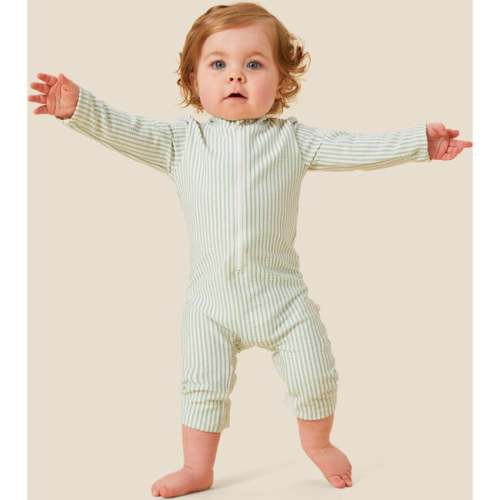 Seersucker Sun Safe Suit, Green - MORI Swim | Maisonette
