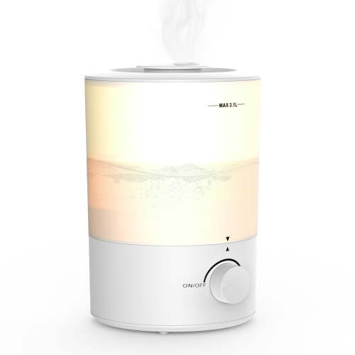 Humidifiers for Bedroom, 3.1L Cool Mist Top Fill Essential Oil Diffuser, 360° Nozzle, Rapid Ultrasonic Humidification, White