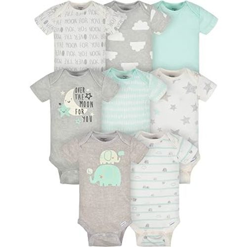 Gerber Unisex-Baby 8-pack Short Sleeve Onesies Bodysuits