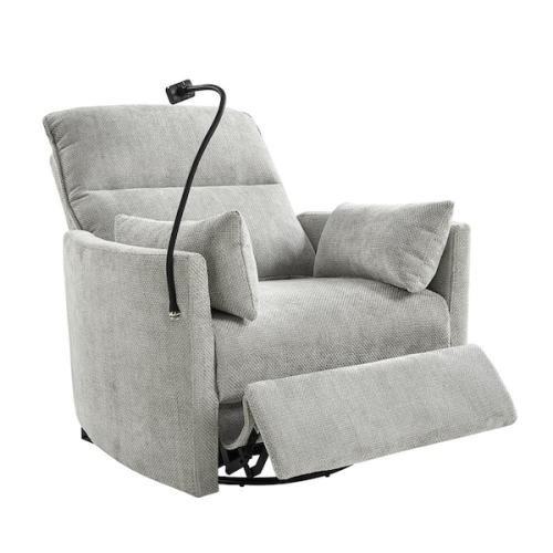 Bertran Light Grey 38 in. Power Rocking Swivel Nursery Recliner with USB