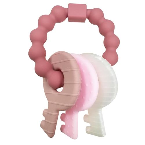 YAPROMO Teething Keys for Baby 3-18 Months, Infants/Toddlers Sensory Chew Toys, Cute Teether Keys for Baby Girl, Soft Silicone Teether Toys BPA Free