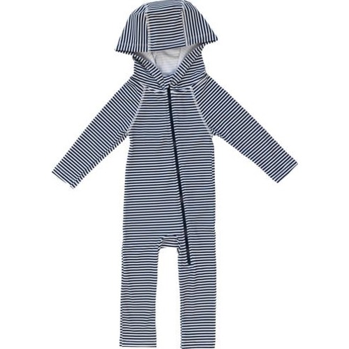 Kids' Stripe Long Sleeve Full Body Hooded Swimsuit, 0-6 M