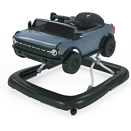 Bright Starts Ford Bronco 4-in-1 Blue Grey Baby Activity Center & Push Walker with Removable Interactive Steering Wheel -Toy, 6 Months and up