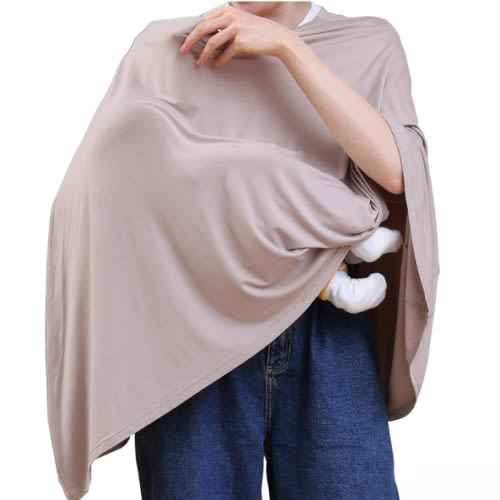 Multi-use Nursing Cover for Breastfeeding, 360°Full Coverage Nursing Poncho, Rayon Soft & Breathable Breastfeeding Cover up (Smooth Rayon, Warm Taupe)