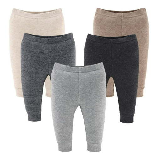 The Peanutshell Baby Boy and Baby Girl Pants, Unisex Pull On Pants for 3-6 Months, Earthy Neutrals, 5-Pack