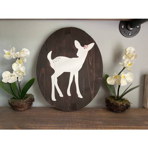 Rustic Oval Deer Sign, woodland nursery, deer nursery, oval sign