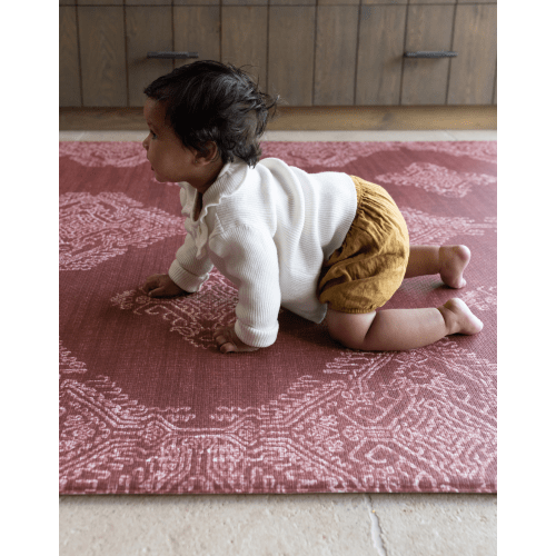 The Merah Baby Play Mat | Red Batik Rug-Style Memory Foam Mat – Totter and Tumble LLC