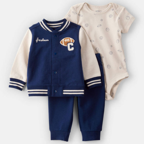 Navy/Ivory Baby 3-Piece Varsity Little Jacket Set | Carter’s Oshkosh Canada