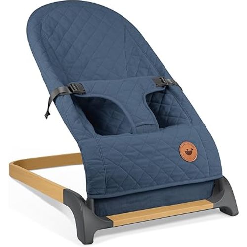 ANGELBLISS Baby Bouncer, Portable Bouncer Seat for Babies, Infants Bouncy Seat with Cotton Fabric, Natural Vibrations (Light Blue)