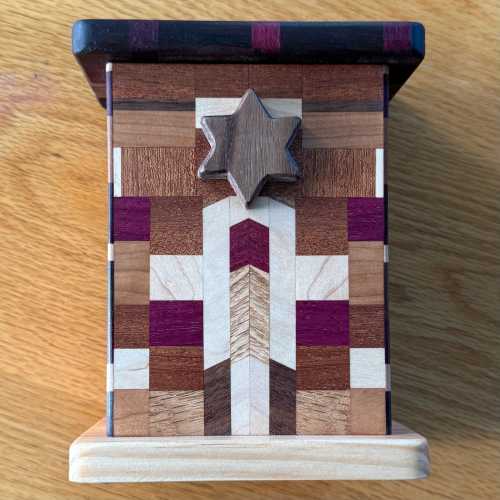 Tzedakah Charity Box Mixed Hardwoods Hand Crafted Star of David Judaica