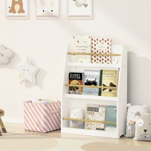 3 Tier Floor Standing Bookshelf, Modern Open Storage Display Bookshelf, Kids Bookcase Storage Organizer For Living Room Kids Room Nursery White