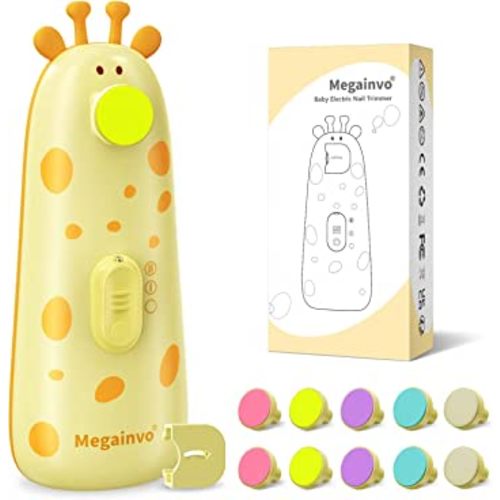 Baby Nail Trimmer Electric Baby Nail File with Light 10 Grinding Heads Safe Quiet Baby Nail Grooming Care Kit for Newborn Infant Toddler Toes Fingernails - Orange
