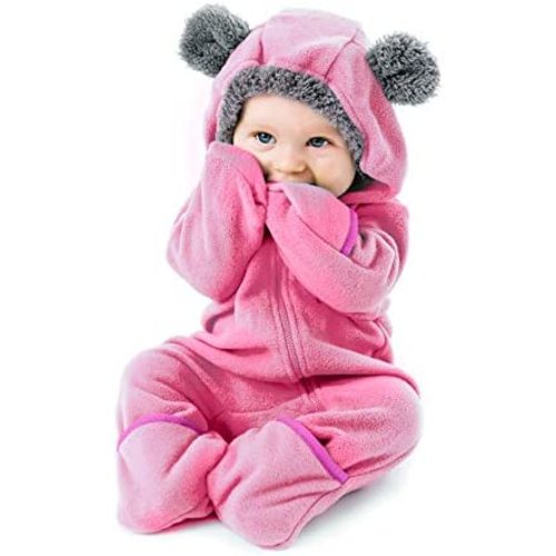 Fleece Baby Bunting Bodysuit – Infant One Piece Kids Hooded Romper Outerwear Toddler Jacket