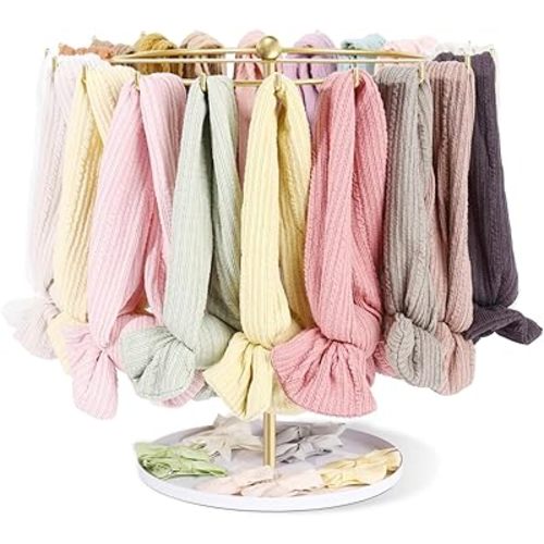 POVETIRE Baby Headband Holder Hair Bow Organizer for Girls,Metal Hair Ties Display Nylon Hairband Storage Head Wrap Stand Accessories Organizer for Newborn Infant Toddler