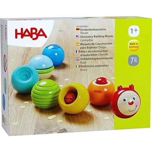 HABA Discovery Building Blocks CaterpillarHABA Discovery Building Blocks - Caterpillar: Wooden Toys for 1+ Year Olds, Sensory Toys & Learning Toys, Blocks for Toddlers 1-3, Made in Germany