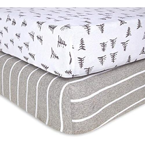 Burt's Bees Baby - Fitted Crib Sheets, 2-Pack, Boys & Unisex 100% Organic Cotton Crib Sheet for Standard Crib and Toddler Mattresses (Pine Forest)