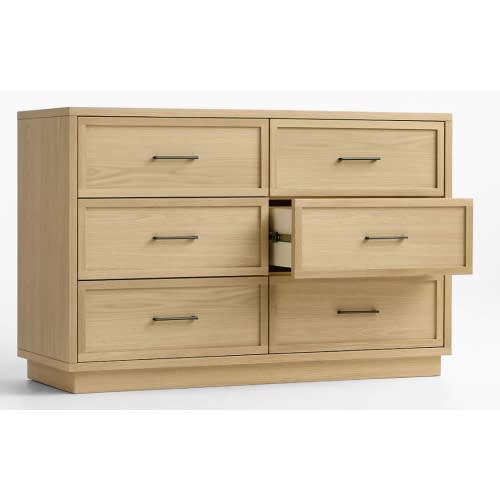 Oliver 52" Natural Oak Wood Wide 6-Drawer Kids Dresser