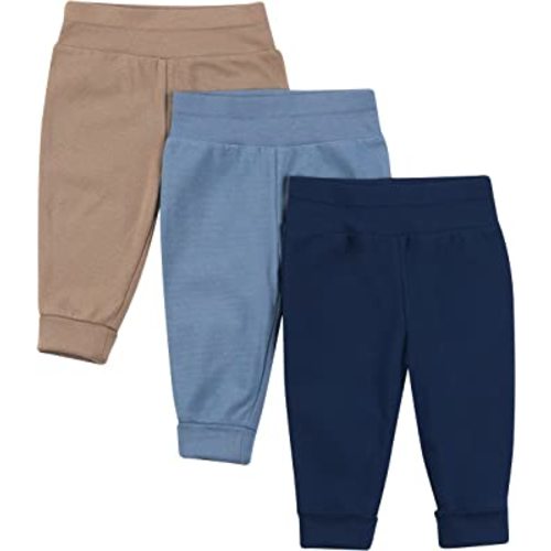 Hanes Pants, Flexy Soft Knit Pull-on Sweatpants, Stretch Joggers for Babies & Toddlers, 3-Pack