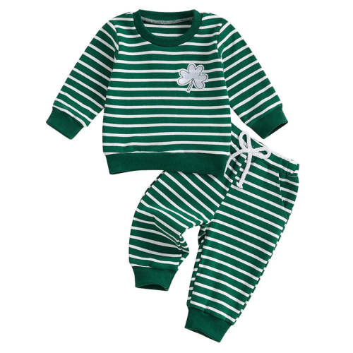 Baby Toddler Boys 2Pcs St. Patrick's Day Outfit Clover Embroidered Str – August + Willow