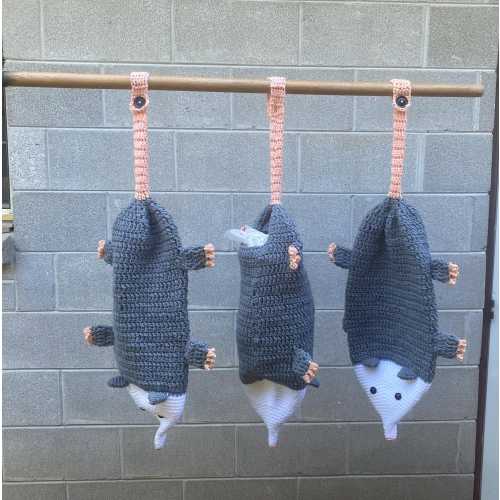 Crochet Opossum Bag Holder