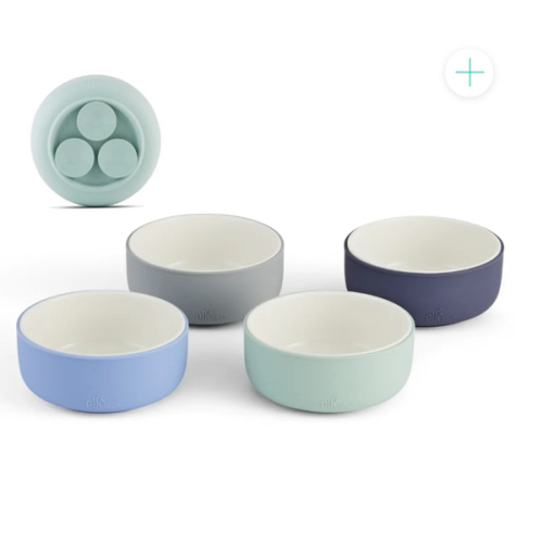 Porcelain Bowl with Silicone Suction Sleeves
