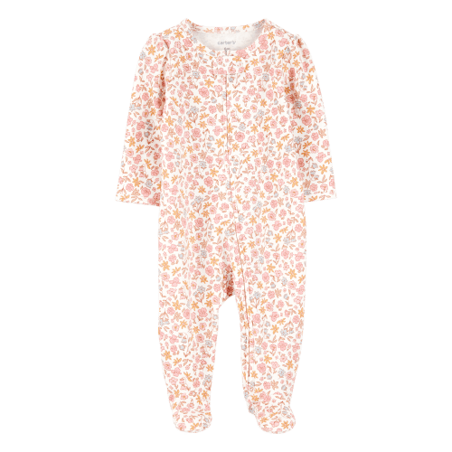 Baby Girl Floral 2-Way Zip Cotton Sleep & Play Pajamas | 3M Color: Pink