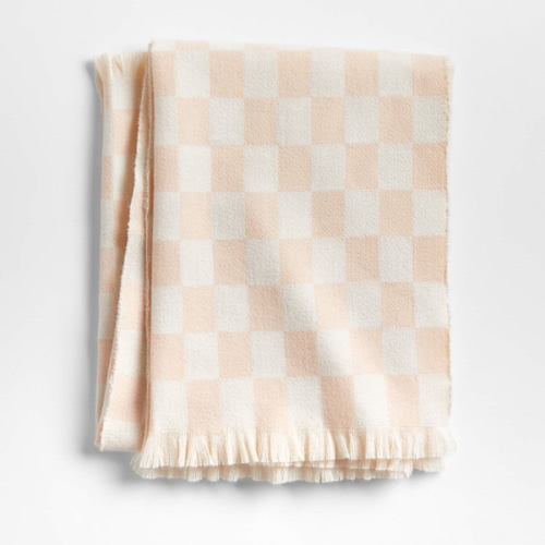 Dusty Blush Checkmate Baby Stroller Blanket by Leanne Ford