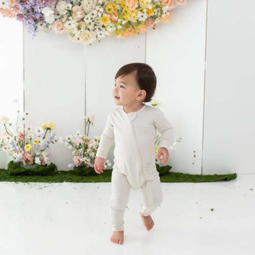 Zippered Romper in Ecru