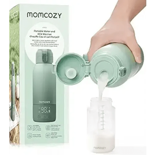 Momcozy Portable Bottle Warmer for Travel – Dual Heating Modes for Breast Milk & Water, Portable Milk Warmer with Fast Heating & Long Battery Life, 17 Ounces Large Capacity to Meet Your All-Day Needs