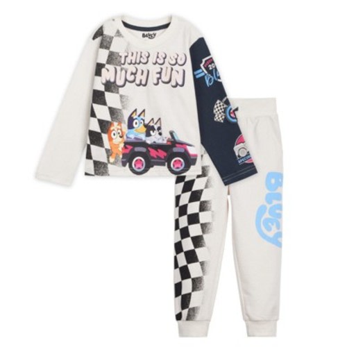 Bluey Infant Baby Boys T-Shirt and French Terry Jogger Pants Outfit Set Off White 12 Months