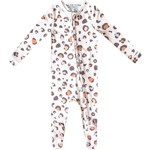 Copper Pearl Zip-Up Footie Baby Pajamas: Ultra-Soft Boys Pajamas and Girls Pajamas, Premium Knit Fabric in Stylish Prints, Tag-Free with Two-Way Zipper, Sized Newborn to 24 Months, Millie