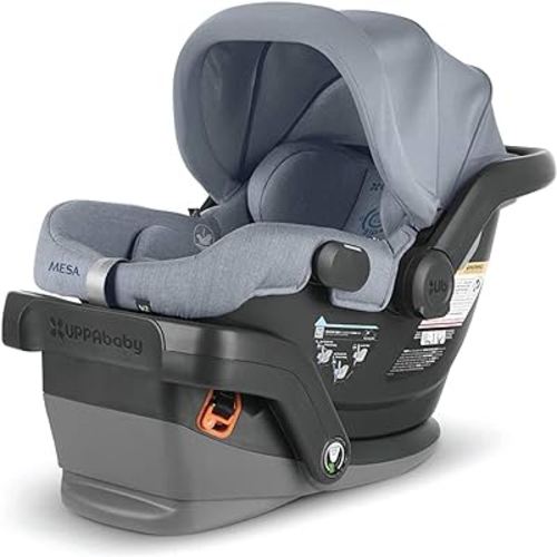 UPPAbaby Mesa V2 Infant Car Seat/Easy Installation/Innovative SmartSecure Technology/Base + Robust Infant Insert Included/Direct Stroller Attachment/Gregory (Blue Mélange/Merino Wool)