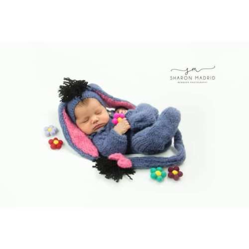 Newborn Winnie the Pooh outfit, Newborn Eeyore outfit, mohair knit pooh bear Jammies Newborn Pooh Bear outfit, baby gift baby boy, baby girl