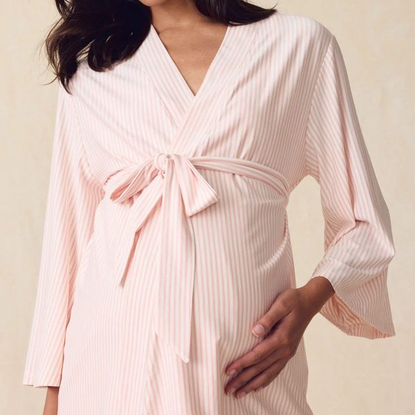 Maternity DreamModal® Kimono Three-Piece Set in English Rose Pencil Size Large