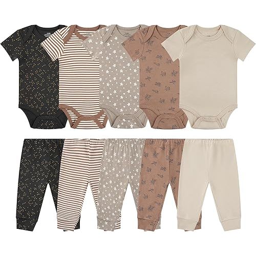 Baby Newborn Layette 10-Piece Sets Cotton Bodysuits Pants Sets for Baby Boys Girls Toddler Unisex Baby Gift Set