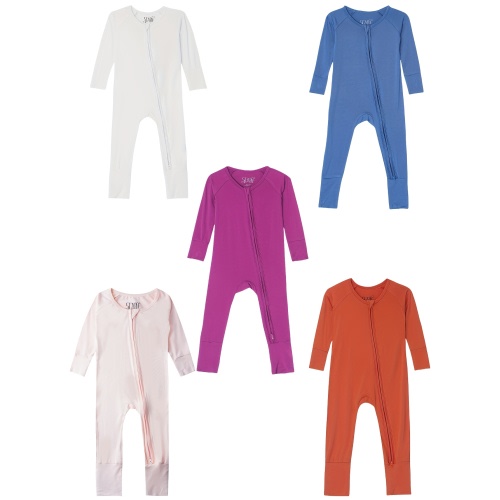 bamboo fiber kids' onesies soft long sleeve zip bodysuits