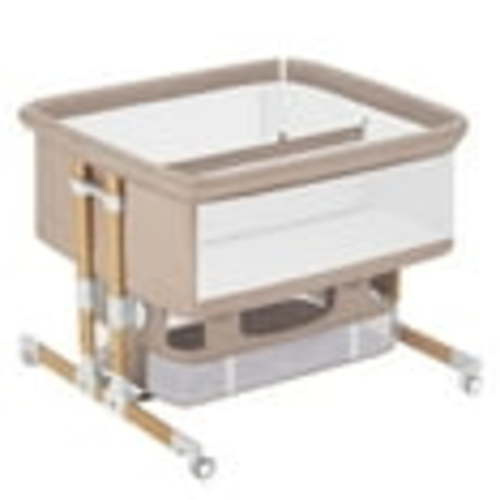 HARPPA Twin Bassinet Fot Infant, Bedside Crib for 2 Babies, Height Adjustable, Unisex, Khaki