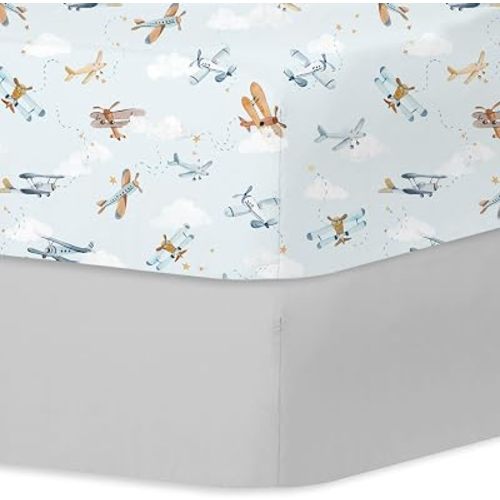 Little Grape Land Crib Sheets for Boys, 2pk Baby Crib Fitted Sheet for Standard Size Crib and Toddler Mattress, Super Soft Baby Sheet