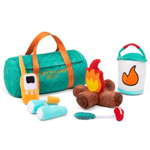 TCBunny 6 Piece Set of Plush Soft Stuffed Camp Out Playset, Imaginative Play, Camping Toy with Sounds, Toddler for Ages 3+