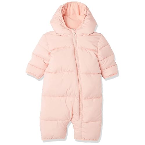 Amazon Essentials Unisex Babies' Water-Resistant Winter Puffer Bunting Suit, Blush, 0-3 Months