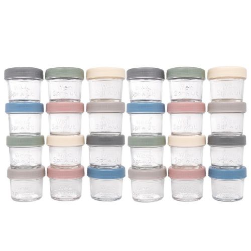Weesprout Glass Baby Food Storage Jars With Lids, Reusable Small Containers, 4 Oz, 24 Pack - Matte Variety