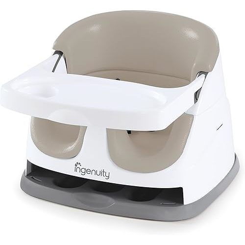 Ingenuity Baby Base 2-in-1 Booster Feeding and Floor Seat with Self-Storing Tray - Cashmere