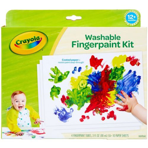 Crayola My First Fingerpaint Kit, Stocking Stuffers for Toddlers, Washable Paint, 14 Pcs, Beginner