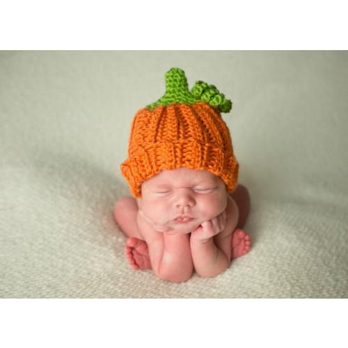 Orange Pumpkin Hat with Stem, Halloween Costume, Fall Hats, Thanksgiving, Newborn Photo Prop, Jack-O-Lantern Hat, Harvest, Fruit Hats, Baby
