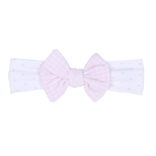 Gingham Dots Headband in Pink