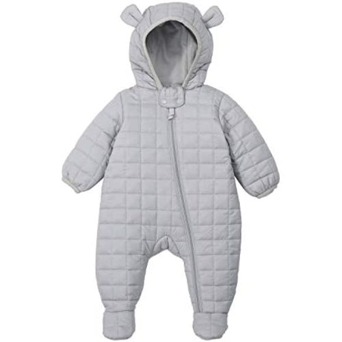 DDY Baby Girl Boy Snowsuit 0-3 Months Down Jacket Hooded Romper Jumpsuit Infant Onesie Winter Outwear Grey