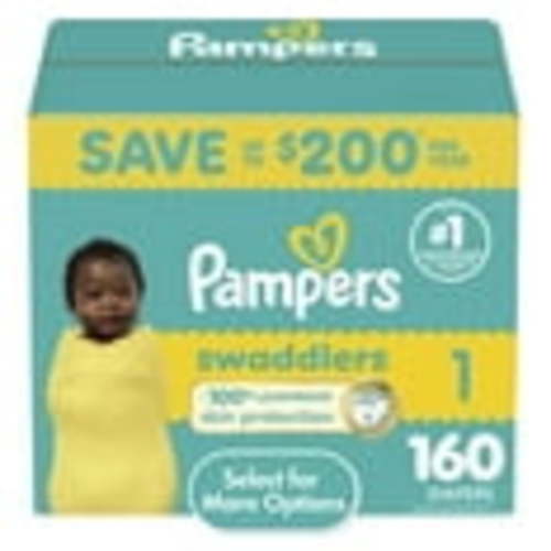 Pampers Swaddlers Size 1 Diapers, 160 Count with New Blowout Barrier & Dual Leak-Guard Barriers