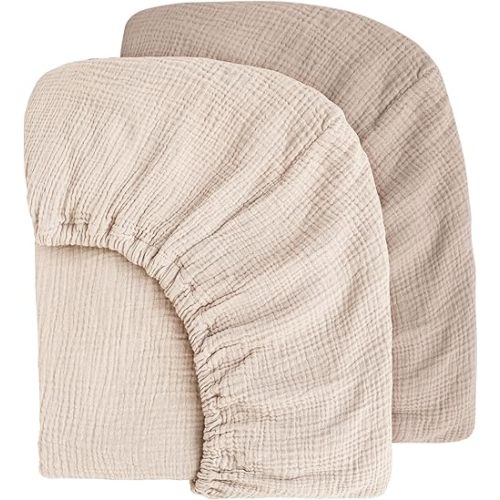 Muslin Crib Sheets for Baby Girls and Boys, Neutral Fitted Baby Bed Sheets for Standard Crib & Toddler Mattress - Soft and Breathable - 52"x28" (Ash & Ivory)